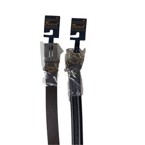 Firenze 2 Black Genuine Leather 1 Tack Stitch 1 Textured Flat Men 1.25”W 50 NWT